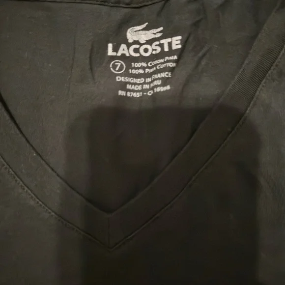 2XL Lacoste V Neck Long Sleeve Tee - Picture 2 of 2
